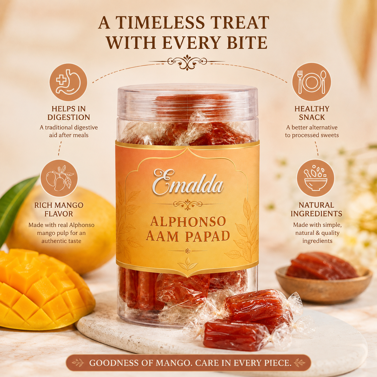 Alphanso Aam Toffee - Orange Aam Papad Toffee / Candy / Jelly